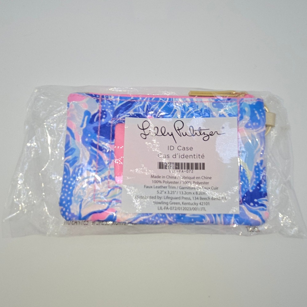 Lilly Pulitzer Just The Look ID Case Keychain Wallet Blue Pink LIL-FA-072